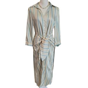 Zara NWT Button-up Stripe Wrap dress Sz Small